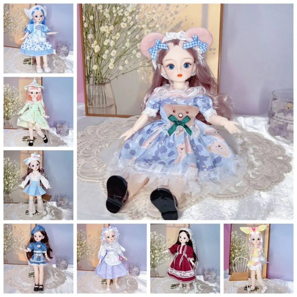 Met Kleding BJD Poppen 3D Ogen Gesimuleerde Oog Gesimuleerde Oog Scharnier Pop 30 Cm Dress Up Verwijderbare Gewrichten Pop Verjaardagscadeau