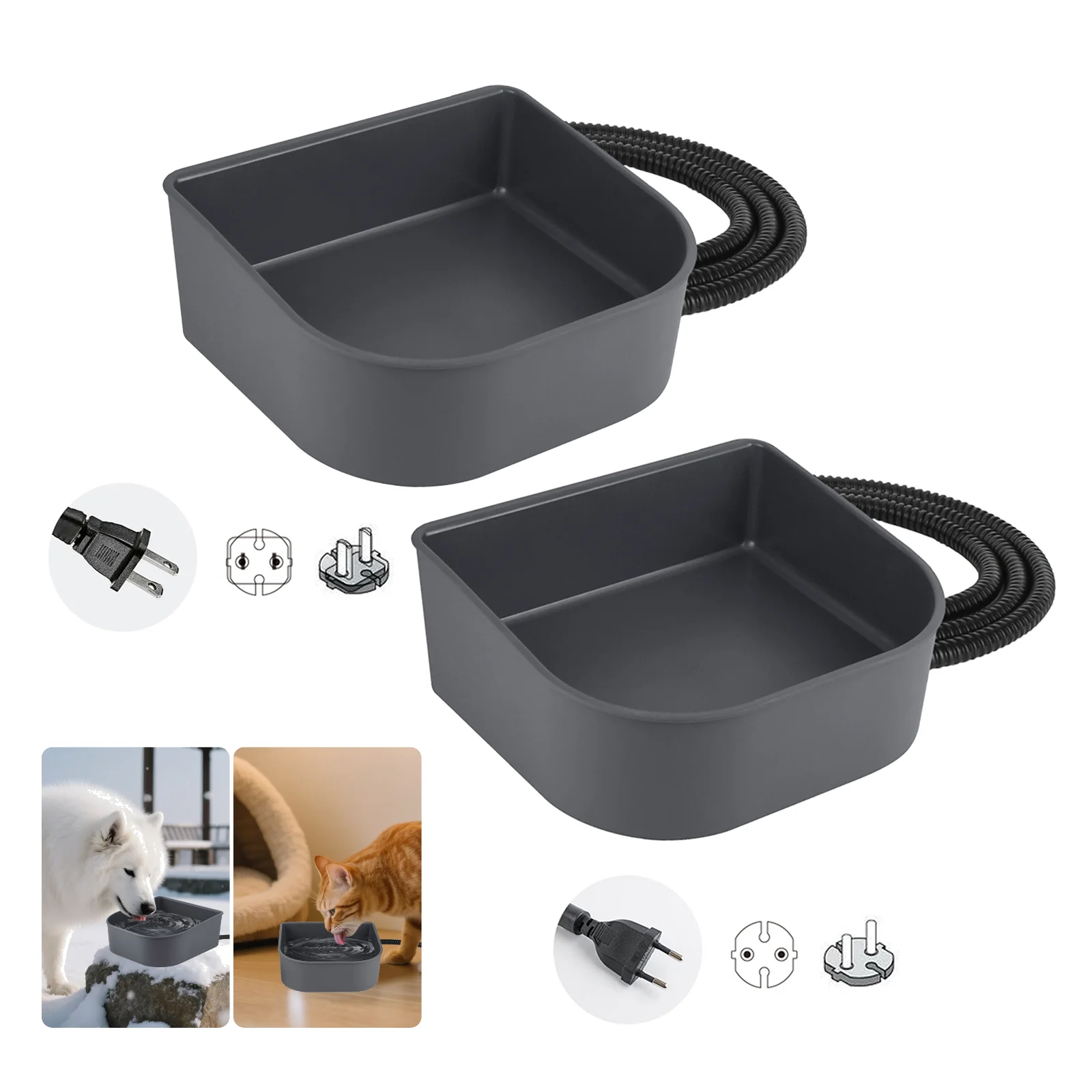 

Пластиковая миска для домашних животных с подогревом, 1 л, миска для воды с подогревом, подвесная миска для воды для собак, кроликов, собак, кошек и всех размеров пород