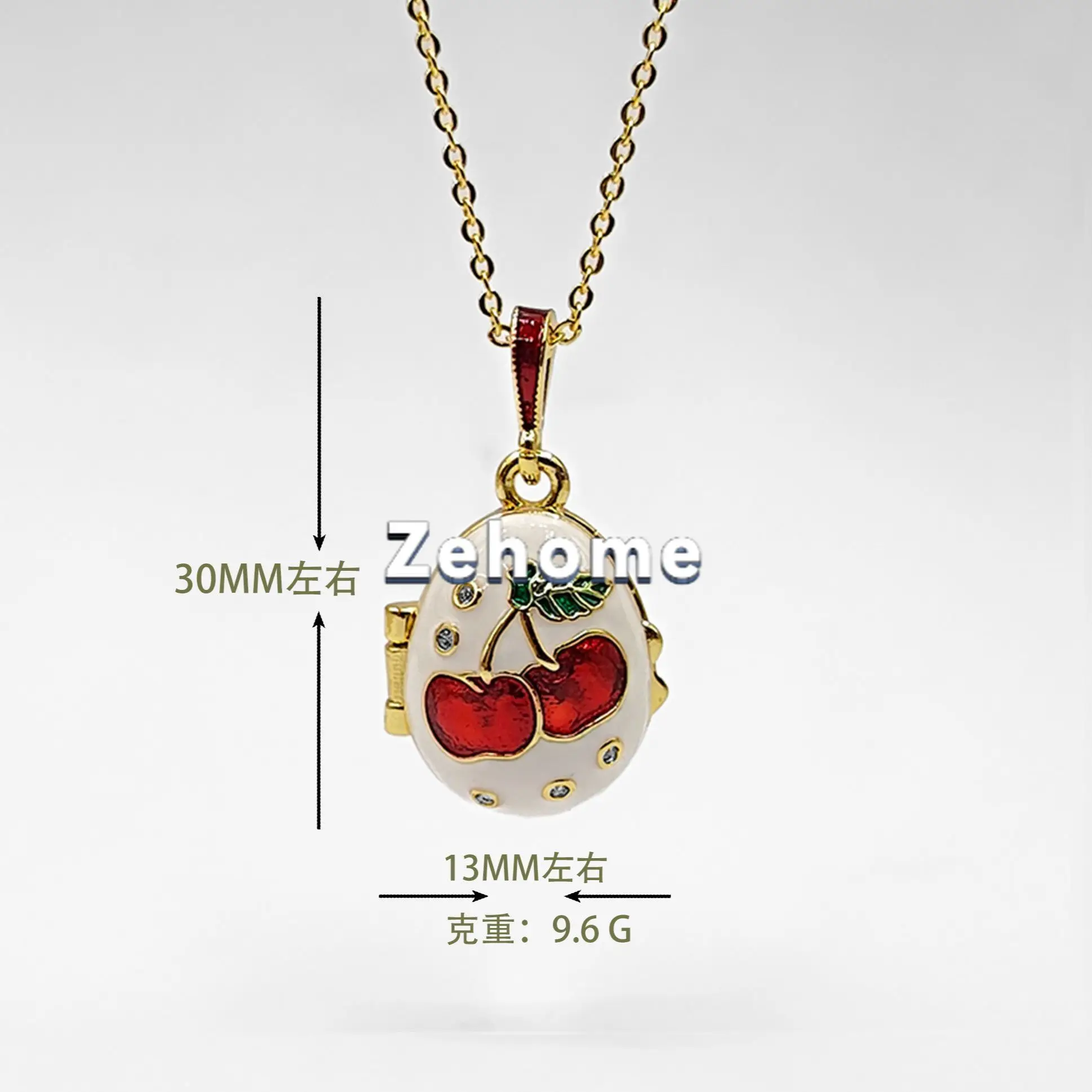 Enamel colored egg can be opened and closed, micro-inlaid zircon pendant, fringed copper gold-plated enamel necklace.