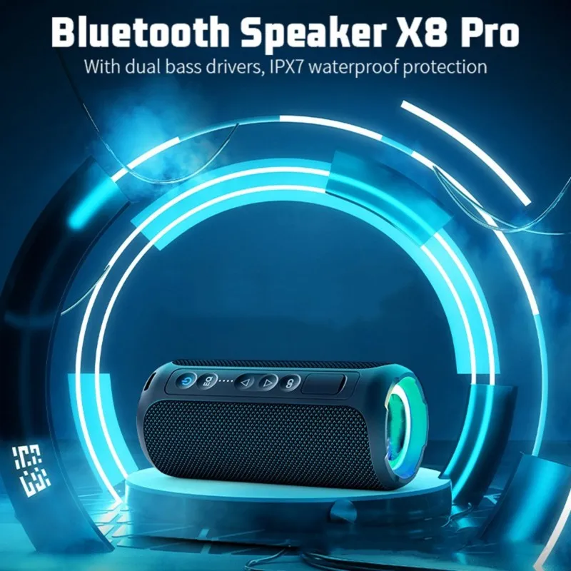 

Водонепроницаемая портативная Bluetooth-колонка X8 Pro, RGB-подсветка, превосходное качество звука, 30 часов работы от аккумулятора