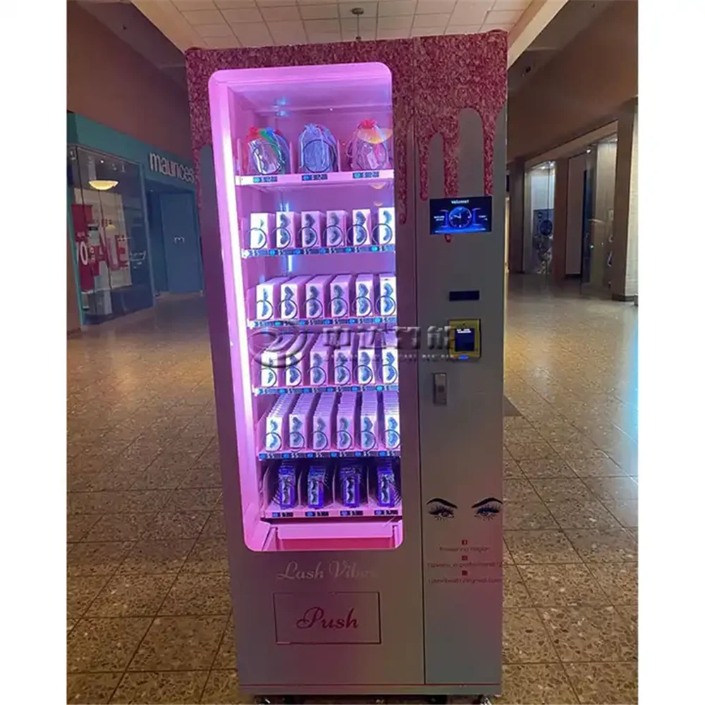 

Usa Wifi Slim Hair Nail Lash Vending Machine Beauty Toiletries Toys Smart Vending Machines for Makeup Digital Self Service Kiosk