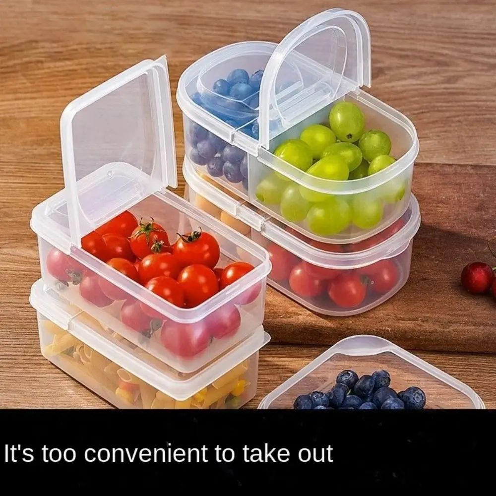 Caja de almacenamiento portátil para refrigerador, contenedores de alimentos sellados de plástico con tapa rectangulares, caja de mantenimiento fresco segura, cajas de condimentos