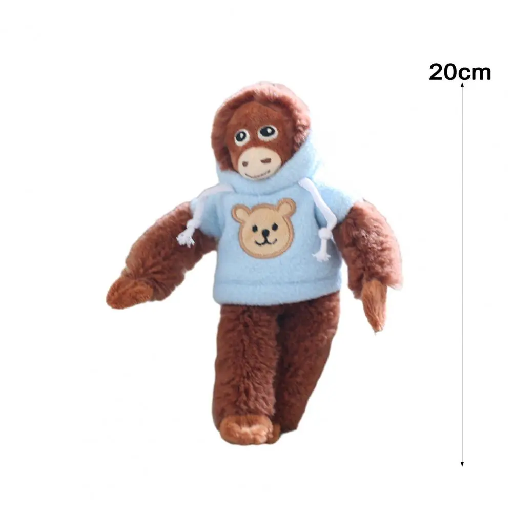 Doll Pendant Plush Monkey Fun Schoolbag Decoration Adorable Plush Monkey Keychain with Removable Hoodie Soft Bag for Boys