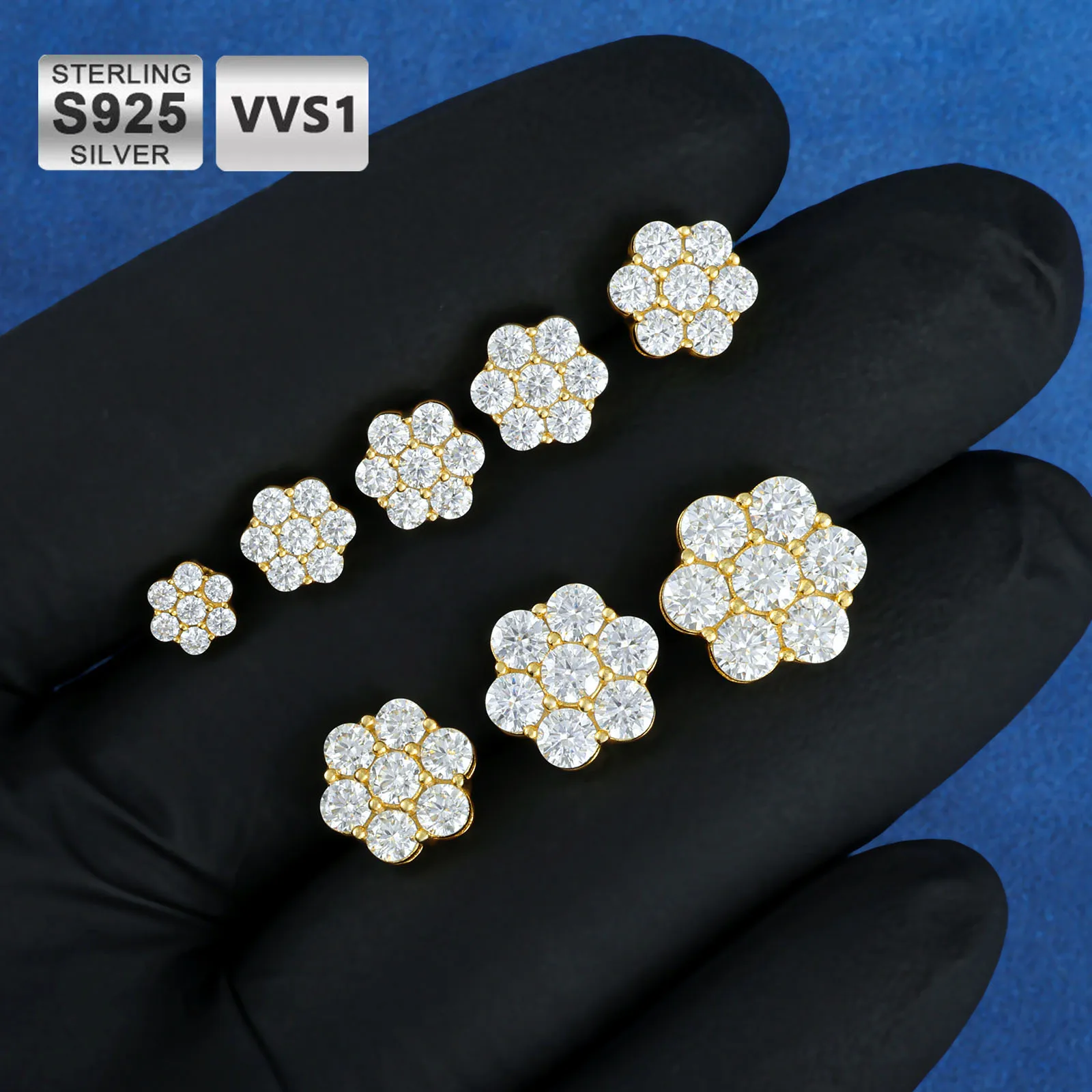 

ICEBLING Hot Sale 925Sterling Silver VVS Moissanite Flower Design Stud Earrings Luxury Gift Pass Diamond Test Jewelry for Women