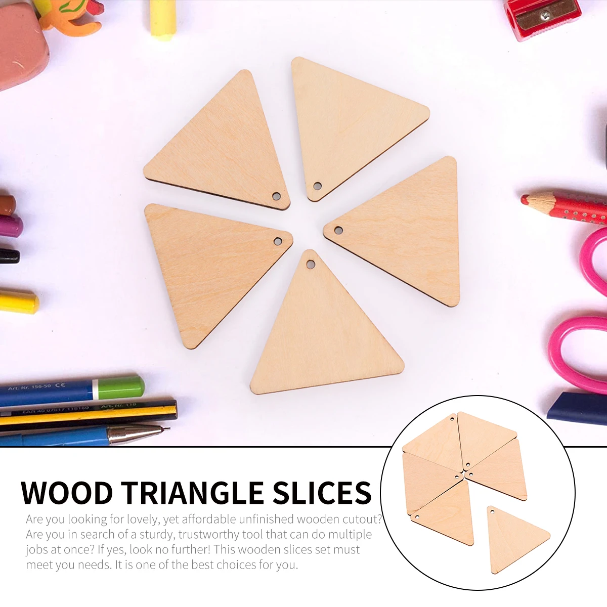 

100pcs Diy Triangle Wood Slices Pendant Unfinished Wooden Cutouts Crafts Home Decor Wedding Ornaments Lightweight Durable Smooth
