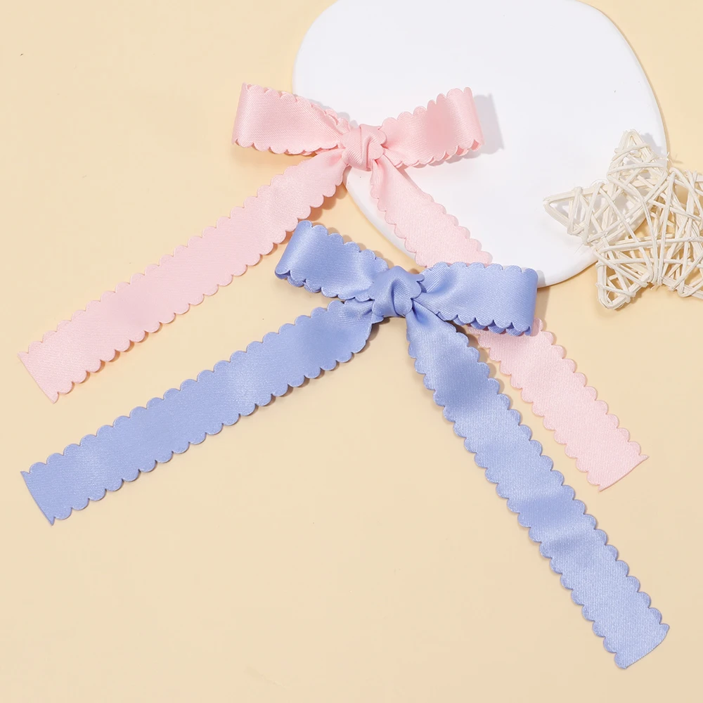 Elegant Bow Ribbon Hair Clips for Kids Girls Fashion Satin Solid Color Hairpins Retro Headdress Children Hair Accessories