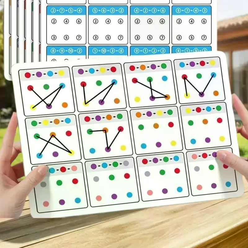 ชุดแบบฝึกหัดการจดจำสีสำหรับเด็กอนุบาลพร้อมการ์ดเชื่อมโยงการเรียนรู้ตัวเลขและของเล่นฝึกการประสานงานระหว่างมือและตา