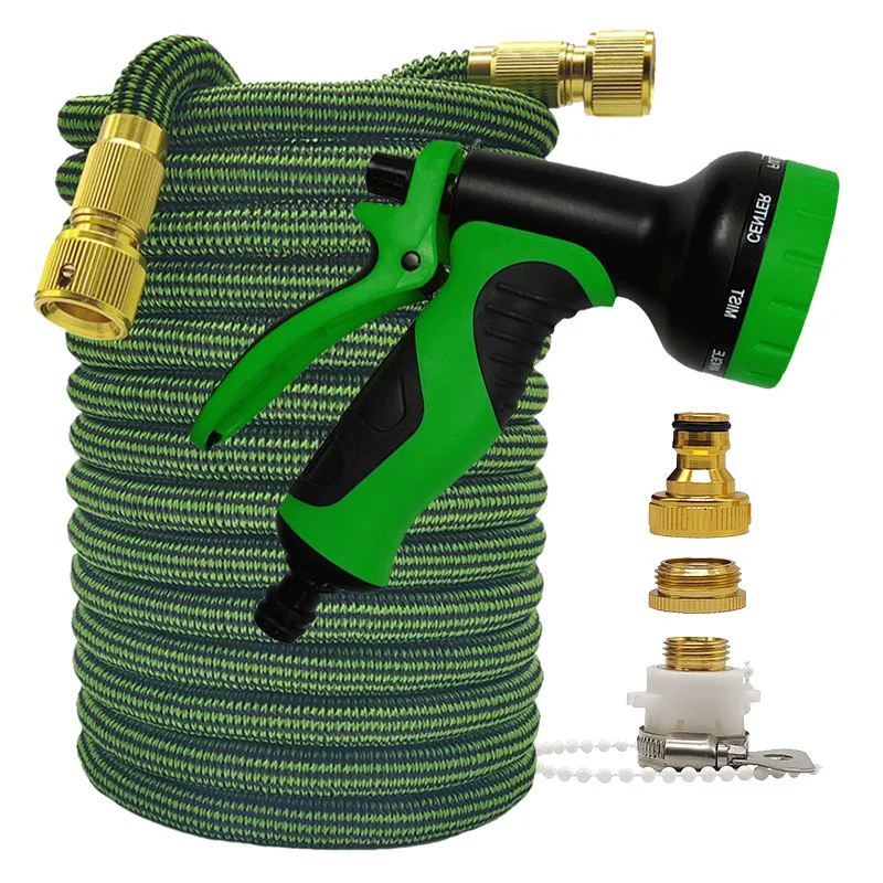 

Home and Garden Watering Hose High Pressure Magic 25-100FT Flexible Double Metal Connector Expandable Wash Car Stripes Pipes Gun