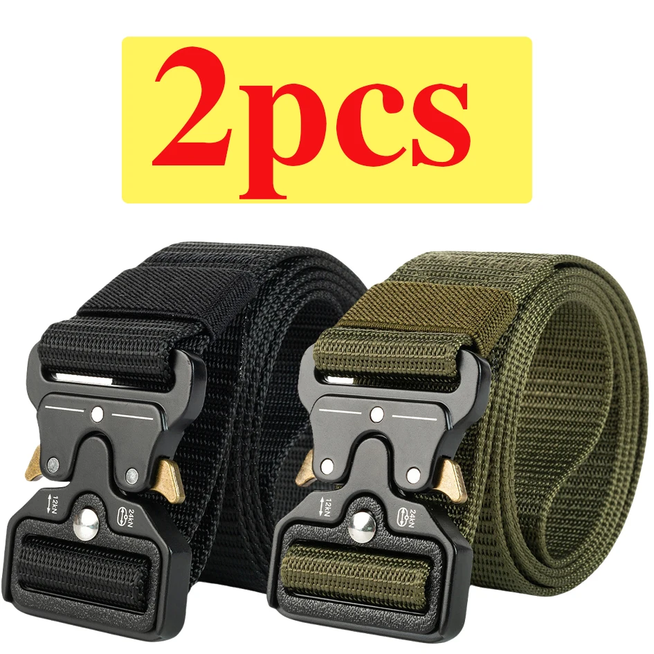 2er-Pack Herren Taktischer Gürtel, Outdoor-Sport-Trainingsgürtel mit Schnellverschluss und Symmetrischer Schnalle, Unisex Multifunktionaler Langlebiger Gürtel
