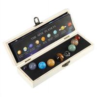 Solar System Natural Crystal Gemstones Set 9 Planets Sphere Ball Stone Galaxy Model Ornaments Gift Home Office Decor