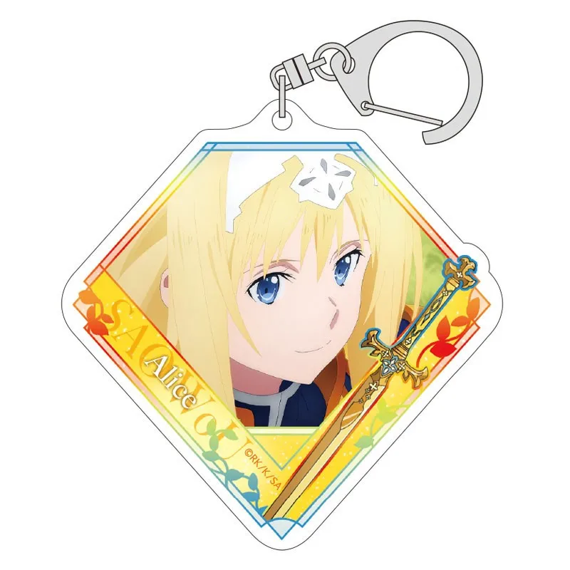 Game Keychain Doll Anime SAO Eugeo Asuna Kirito Acrylic Keyring Pendant for Gift