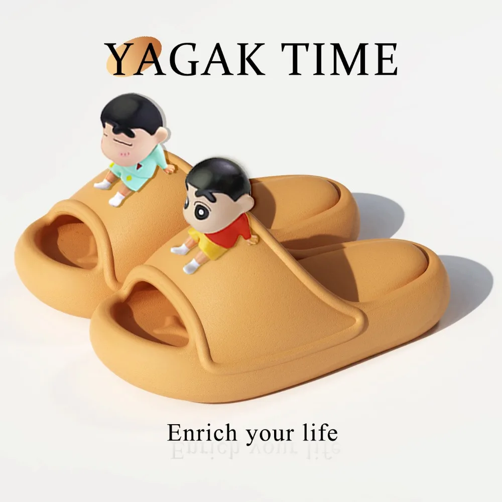 크레용 신짱 EVA 커플 여름 슬리퍼 만화 슬리퍼 여성 캐주얼 컴포트 플랫 플립 플롭 커플 홈 슬라이드 샌들