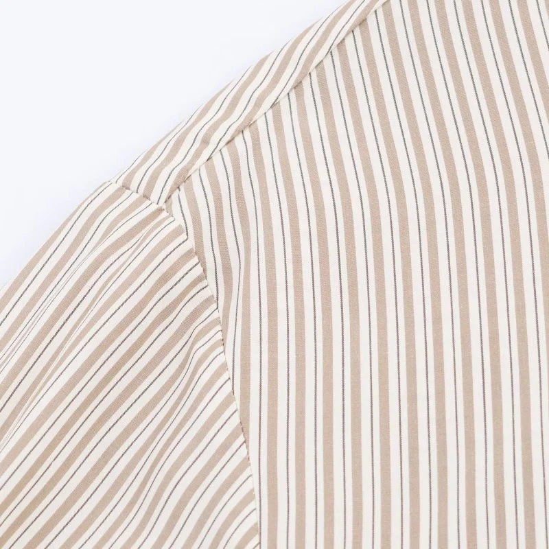 Autumn Turn-down Collar Long Sleeves Contrasting Colors Striped Shirt Women Single Breasted Versatile Shirts Female Casual Wear