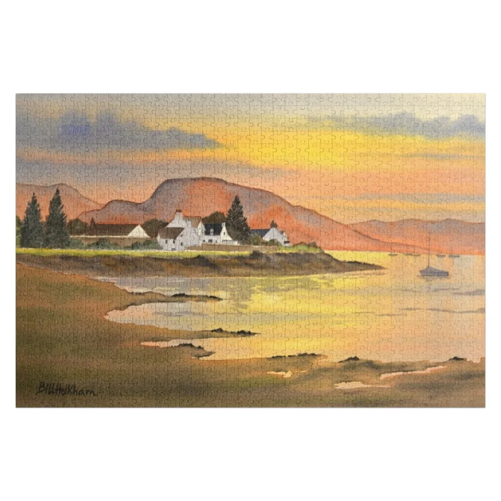 Sunset At Plockton Village Scotland Jigsaw Puzzle Personalized Baby Toy Custom Wooden Name Adult Wooden Wooden Adults Puzzle