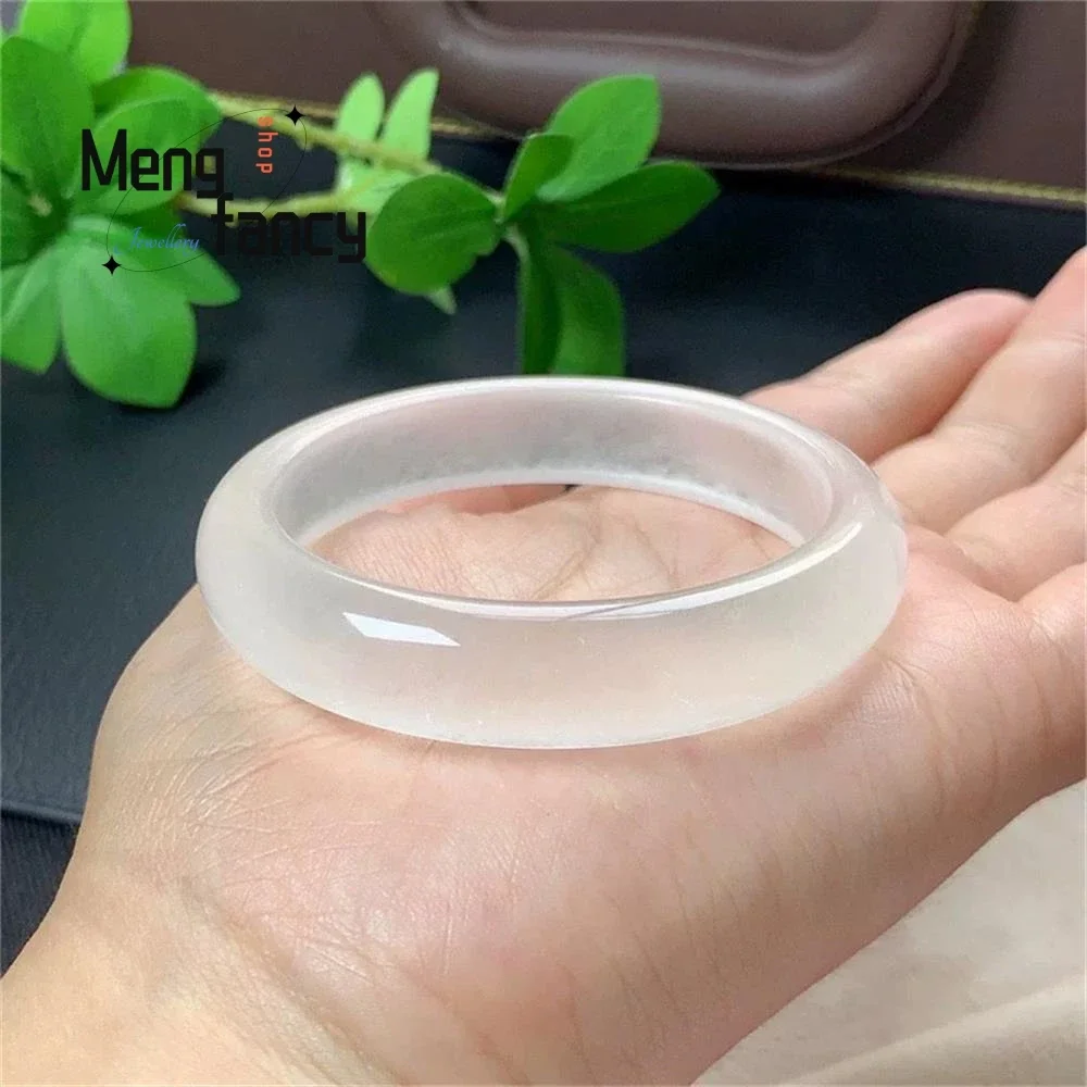 Natural Ice Penetrate Light Luxury Female Models Water Foam Quartzite Jade White Moonlight Bangle Exquisite Fashion Fine Jewelry