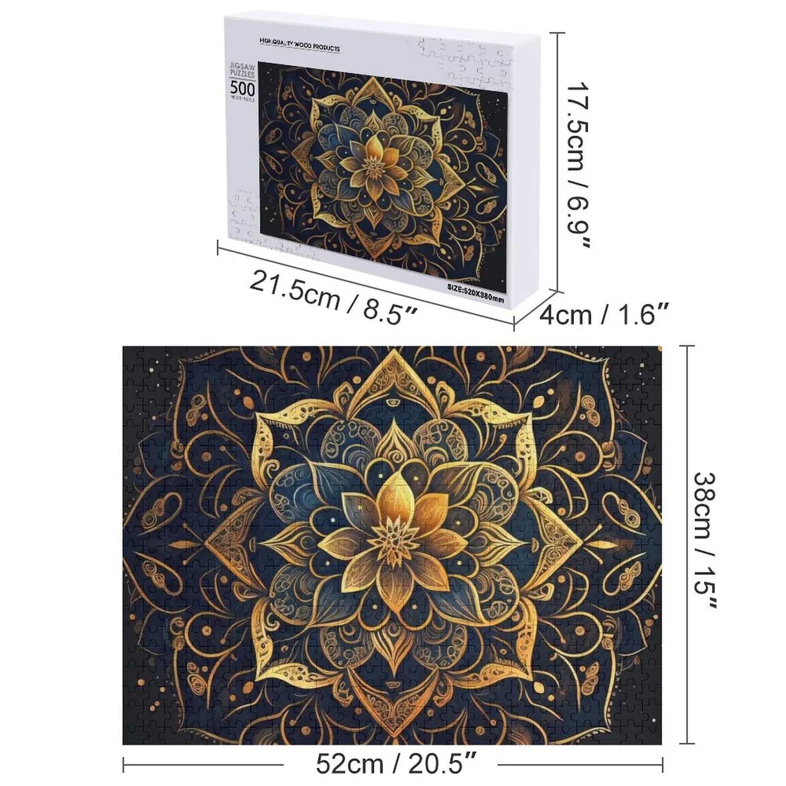 الذهب ماندالا الفن، ماندالا زهرة بازل قطع صورة مخصصة لوحات ديكور خشبية مخصصة بازل قطع الذكاء