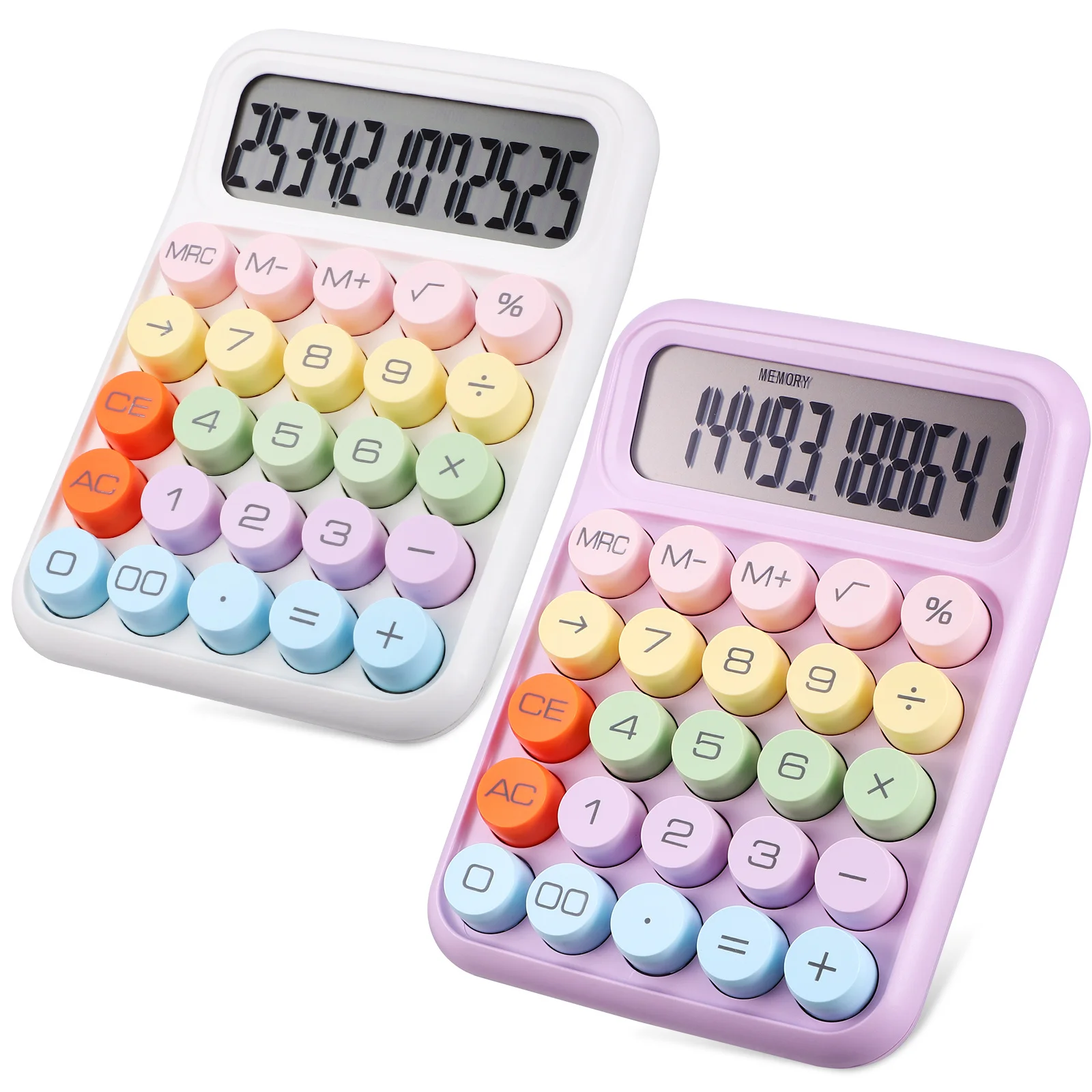 

2Pcs Mechanical Calculator Colorful Desktop Switch Large Display Digital Calculators Portable Basic Office Accounting Calculator