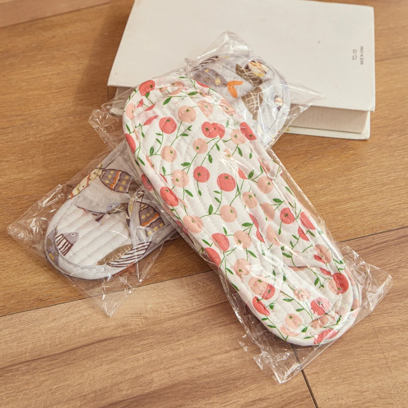 Women Cotton Fabric Slipper Sewing Comfy Flat Vintage Floral Home Shoes Slippers Indoor Soft Travel Korean Style Woman Shoes