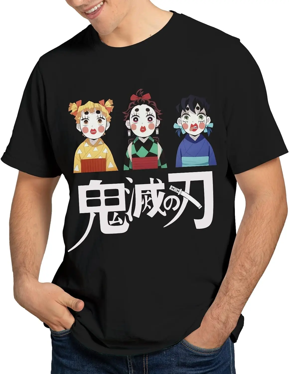 Demon Slayer Anime T Shirts Men and Women Black Nezuko Tanjiro Zenitsu Unisex Costume Cartoon Soft Short Sleeve