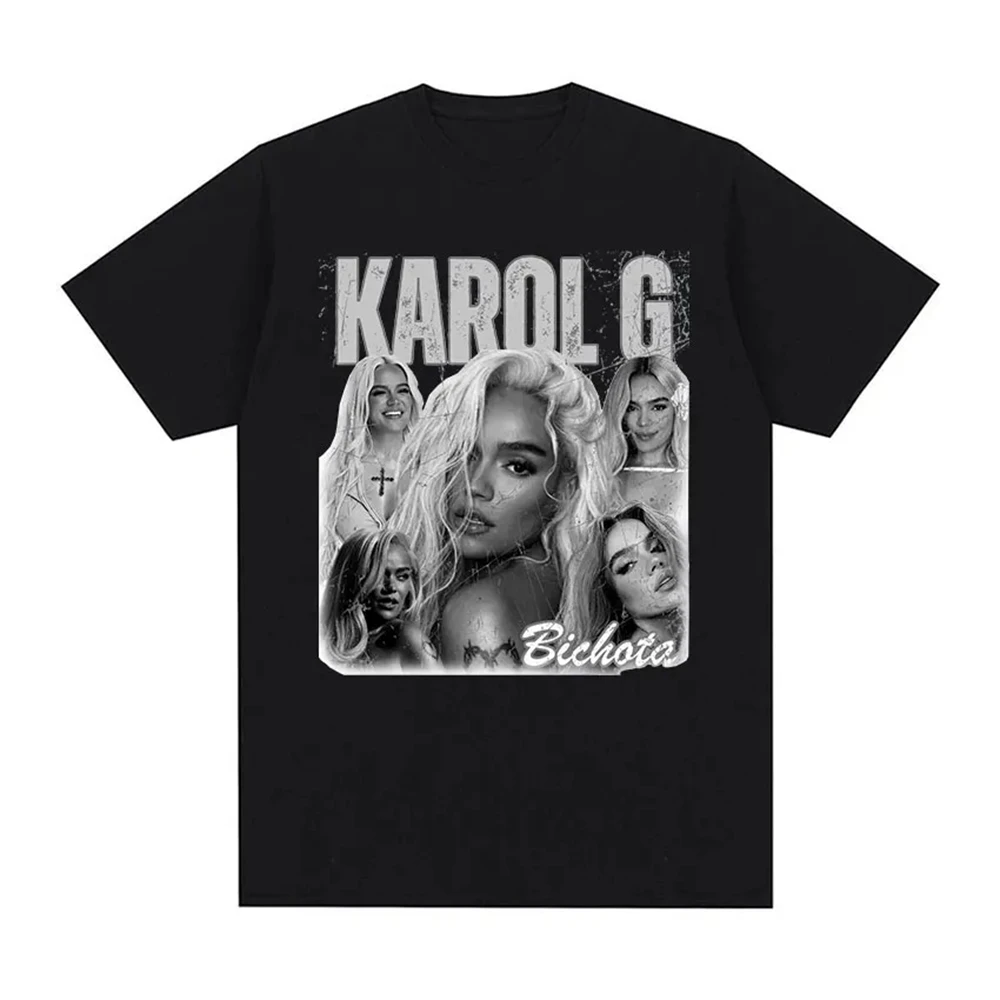 男性と女性のためのヴィンテージグラフィックTシャツ,karol g,manana sera,カツオ,ヒップホップ,ゴシック,半袖,衣類,70921