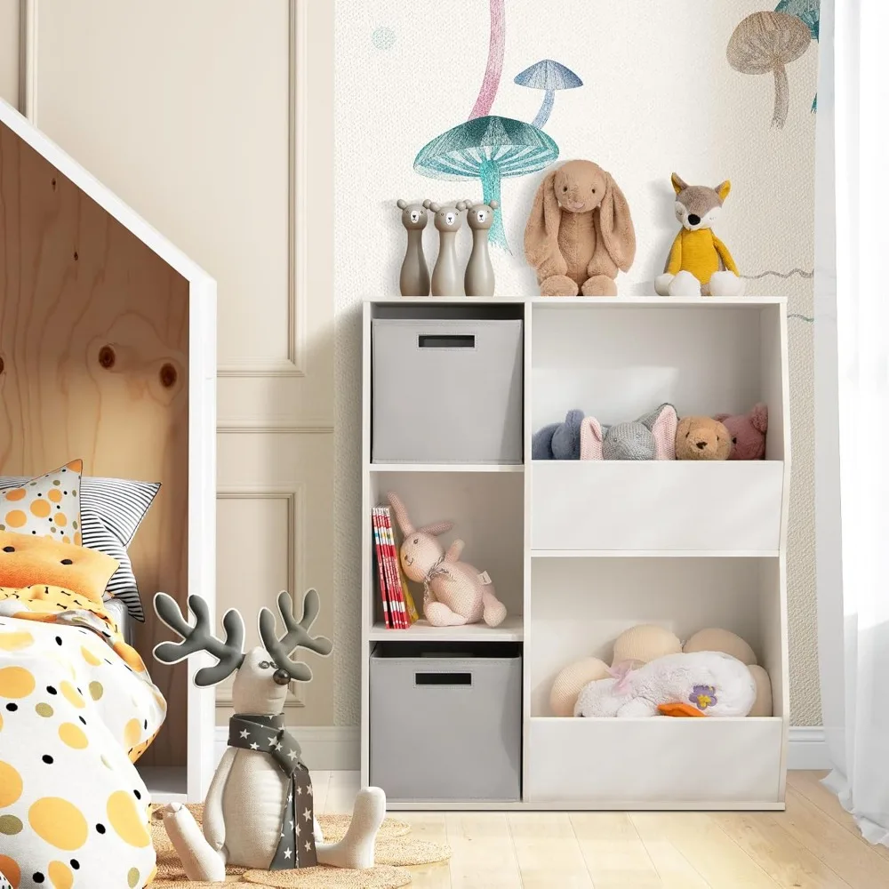 5-Tier Kids Bookshelf with Toy Storage Bins 2