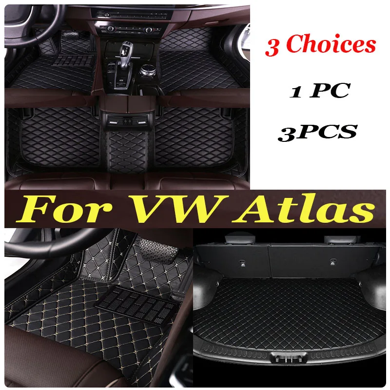 

Car Mats For VW VW Atlas Teramont CA1 2017~2022 Auto Interior Parts Floor Rug Carpet Luxury Leather Mat Car Accessories