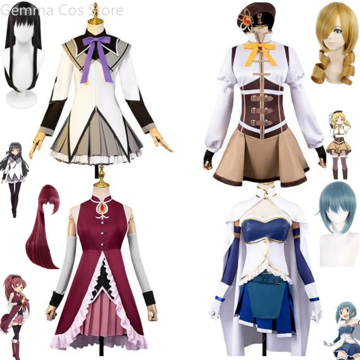 

Костюм для косплея из аниме Puella Magi Madoka Magica Sakura Kyouko Miki Sayaka Tomoe Mami Akemi Homura, парик, юбка для боевых действий, униформа