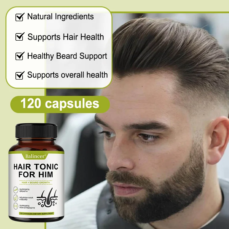 فيتامينات نمو الشعر للرجال - مكمل نمو الشعر واللحية للشعر المكثف والشعر المكثف، مع البيوتين والزنك، 120 كبسولة
