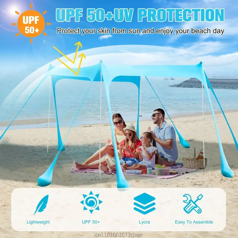 Family Beach Canopy Large Sunshade Tent 3x3 Folding Awnings Outdoor Sun Shelter Shade For Beach