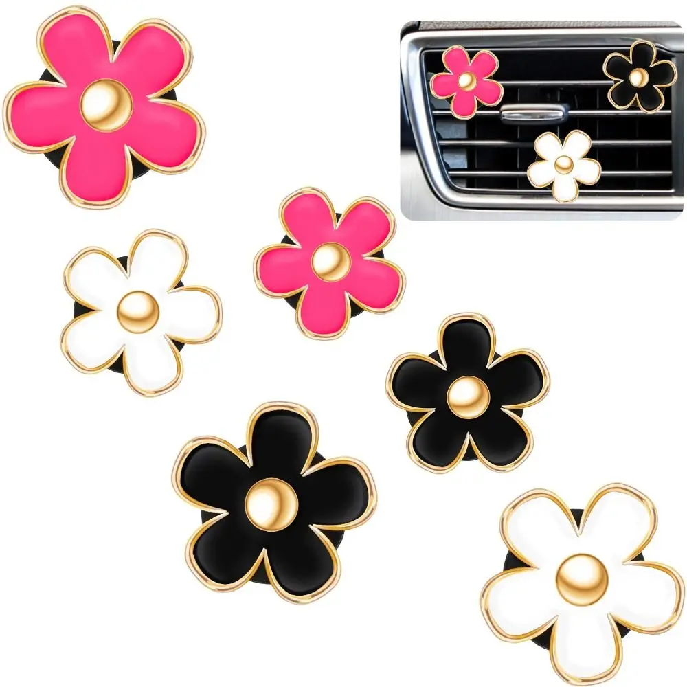 4Pcs Daisy Flower Car Air Freshener Clip Car Inter Decor Accessories Alloy Air Vent Clip Christmas Gifts Colorful