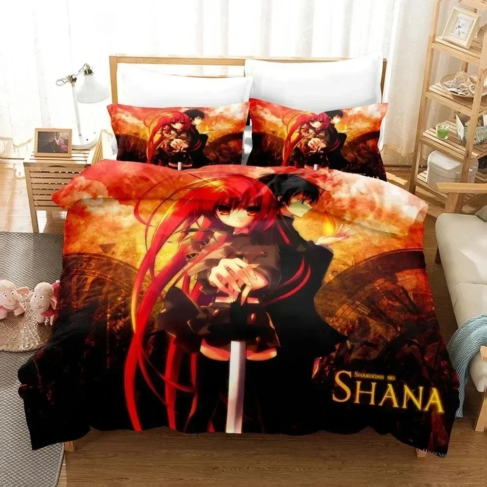

Kawaii Girl Cartoon Shakugan No Shana Bedding Set Printed With Pillowcase Bed Duvet Cover Soft Queen King Size Bedclothes Home
