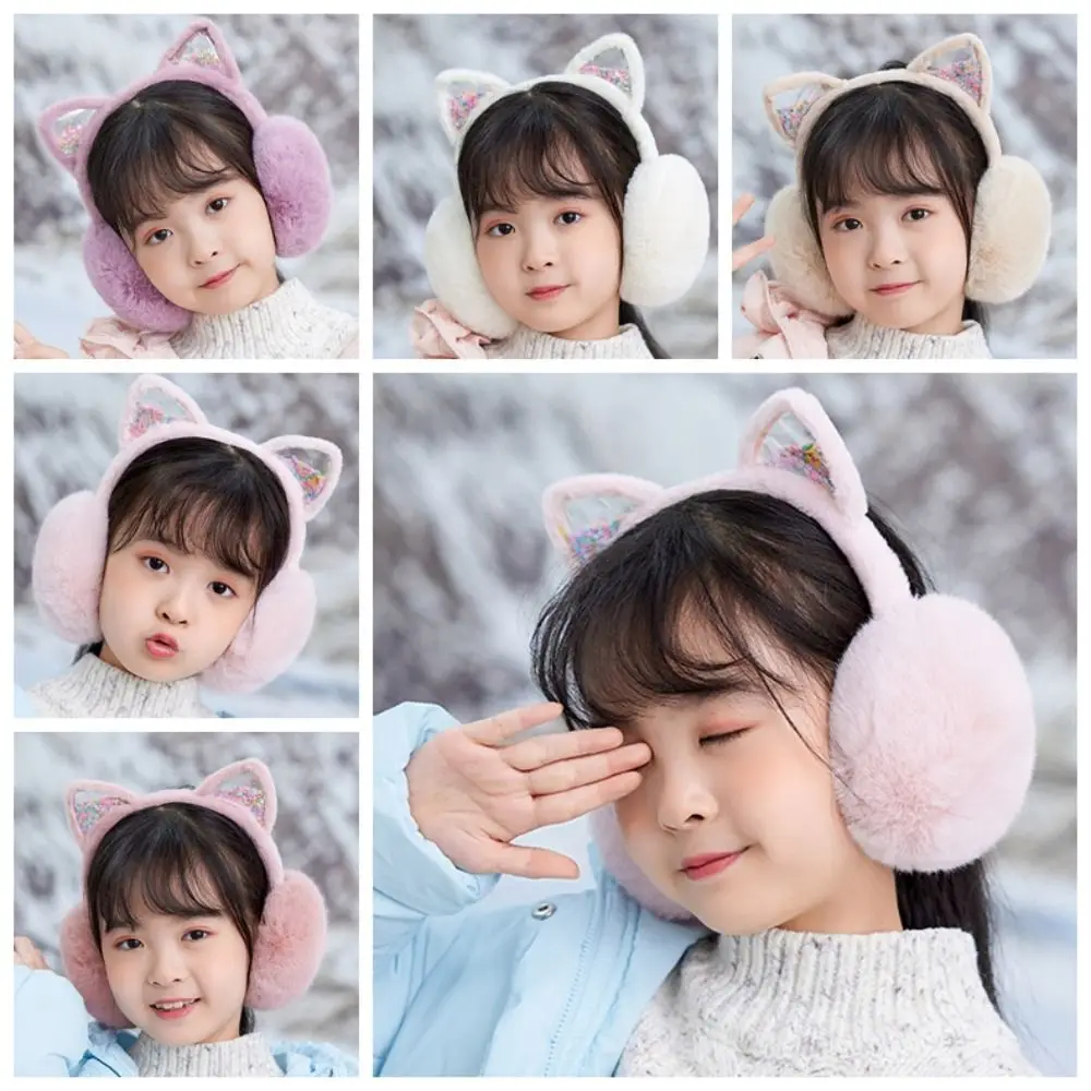 Earcap Plush Earmuffs Outdoor Foldable Cartoon Winter Ear Cover Wind Proof Earflap Cat Ear Earmuffs Girl