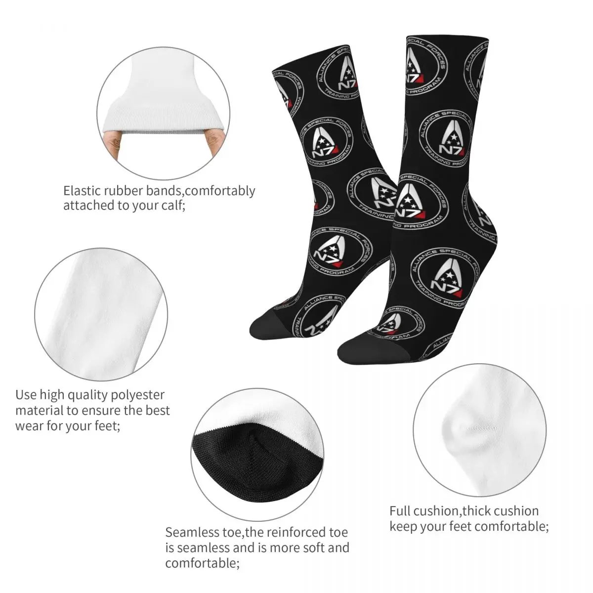 Mass Effect N7 Logo Socks Merch For Men Women Cozy Socks Super Soft Best Gift Idea