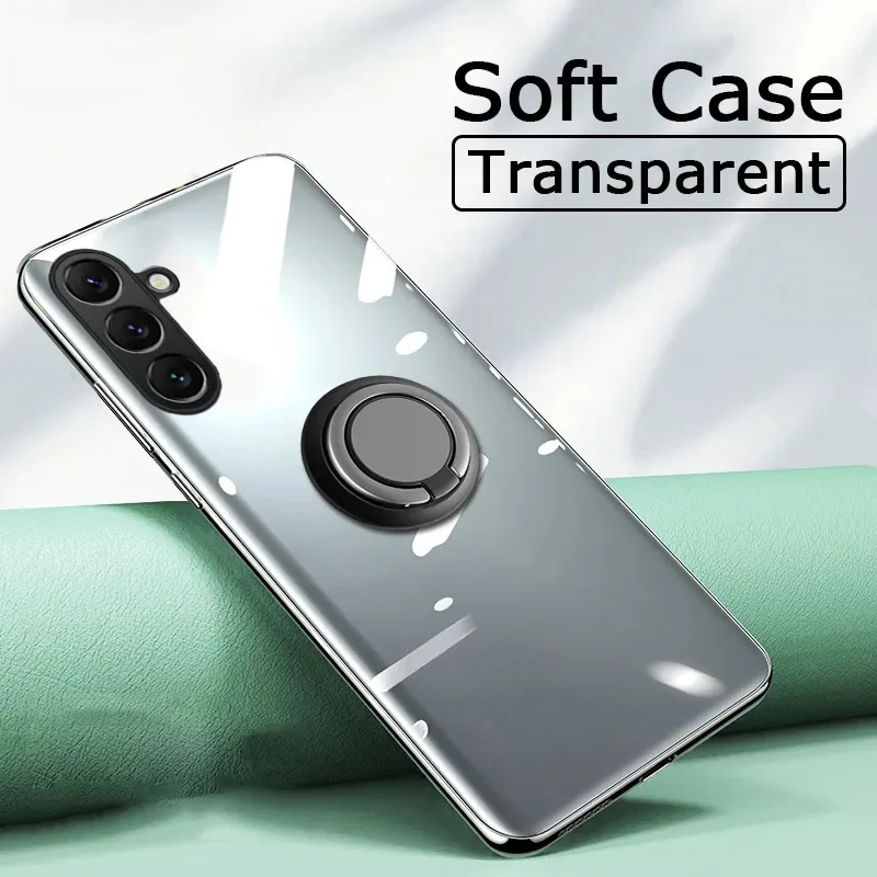 Transparent Case For Samsung Galaxy A37 Car Magnetic Ring Original Clear Silicone Cover For Samsung Galaxy A37 A17 A57 Shell