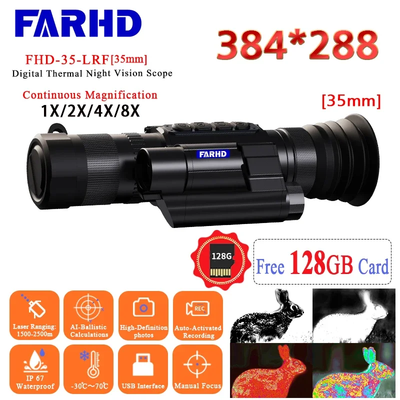 

FARHD-35-LRF Day Night Handheld Thermal Vision Hunting Camera Guide Scope Portable Thermal Imaging Monocular For Hunting