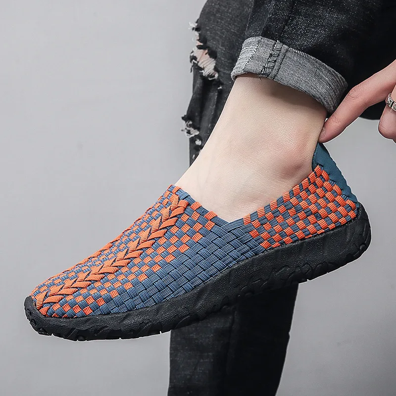 Men Casual Handmade Woven Shoes Summer Fashion Breathable Walking Shoe Slip-On Male Footwear Loafers Zapatos De Mujer