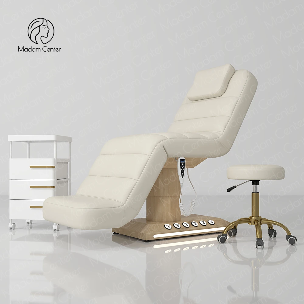 

Modern Woodgrain Basement Electric Aesthetic Chair for Esthetician Spa Bed Lounger Beauty Cosmetics Massage Hotels