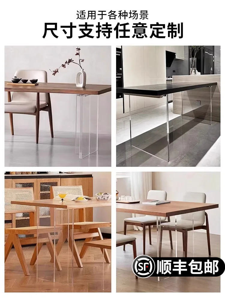 

Acrylic table legs custom dining table with pulley rock slab island transparent support legs gradual change