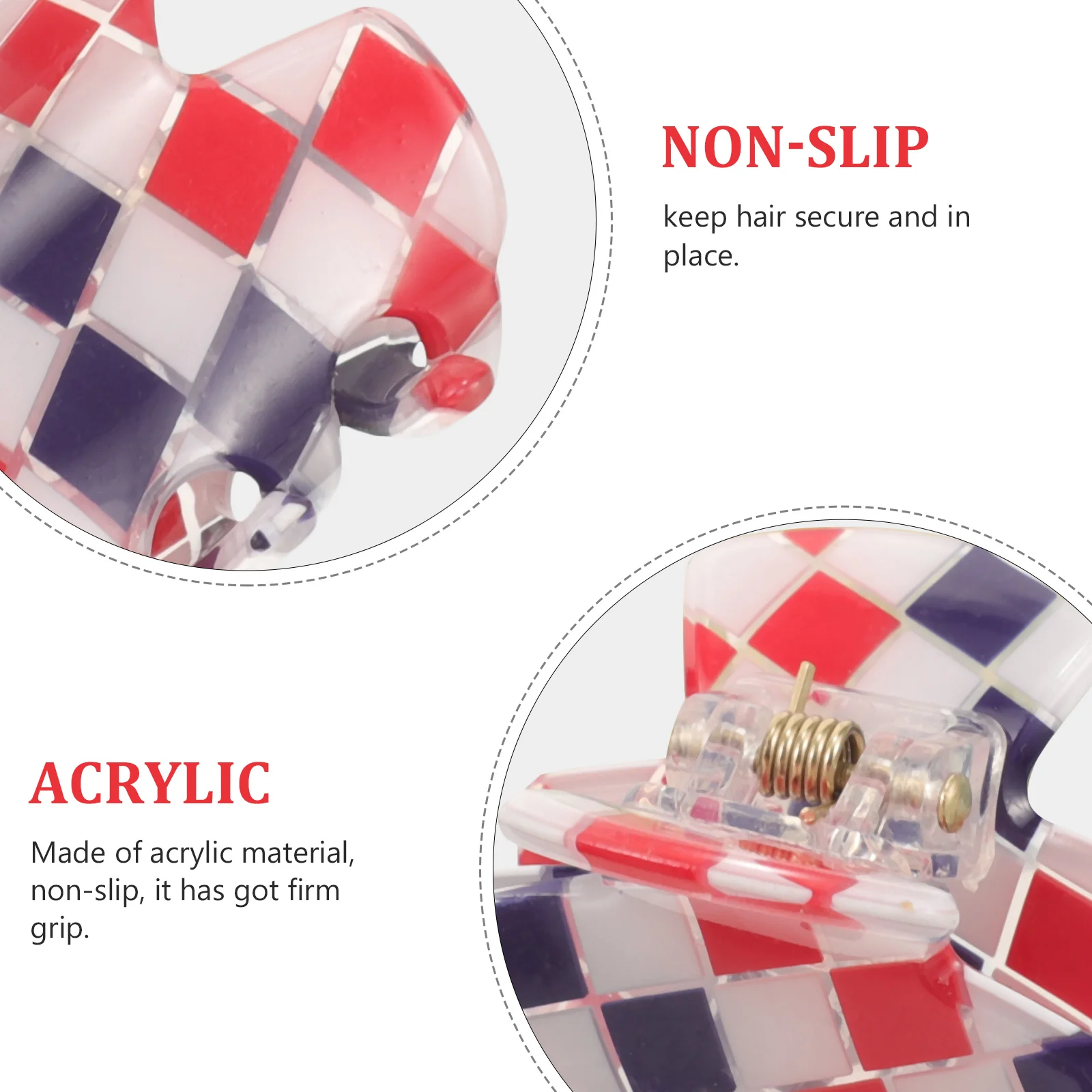 

4 Pcs Small Checkerboard Hair Clips for Thin Acrylic Women Claw Clamp Cute Mini
