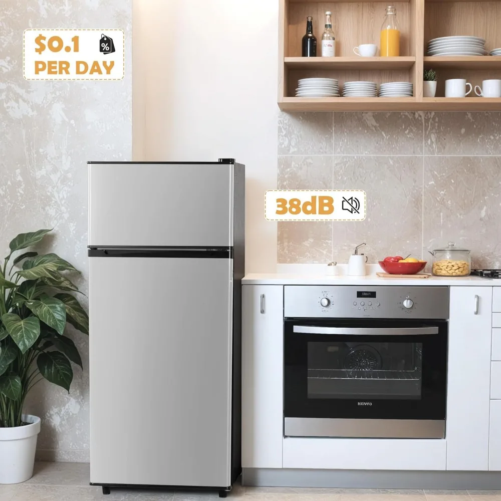 4.5 Cu.ft Mini Fridge with Freezer, Small Refrigerator for Office, Kitchen, Dorm and Bedroom, with Adjustable Shelves