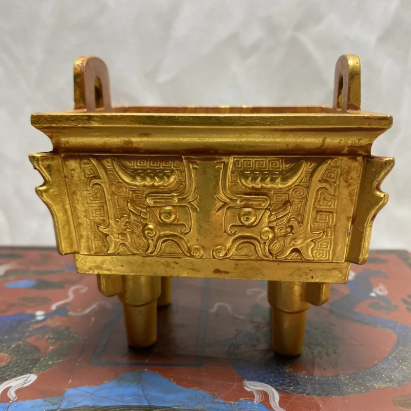 square burner ornaments, handicrafts, antiques, miscellaneous Buddhist supplies, incense tools, copper vessels, c