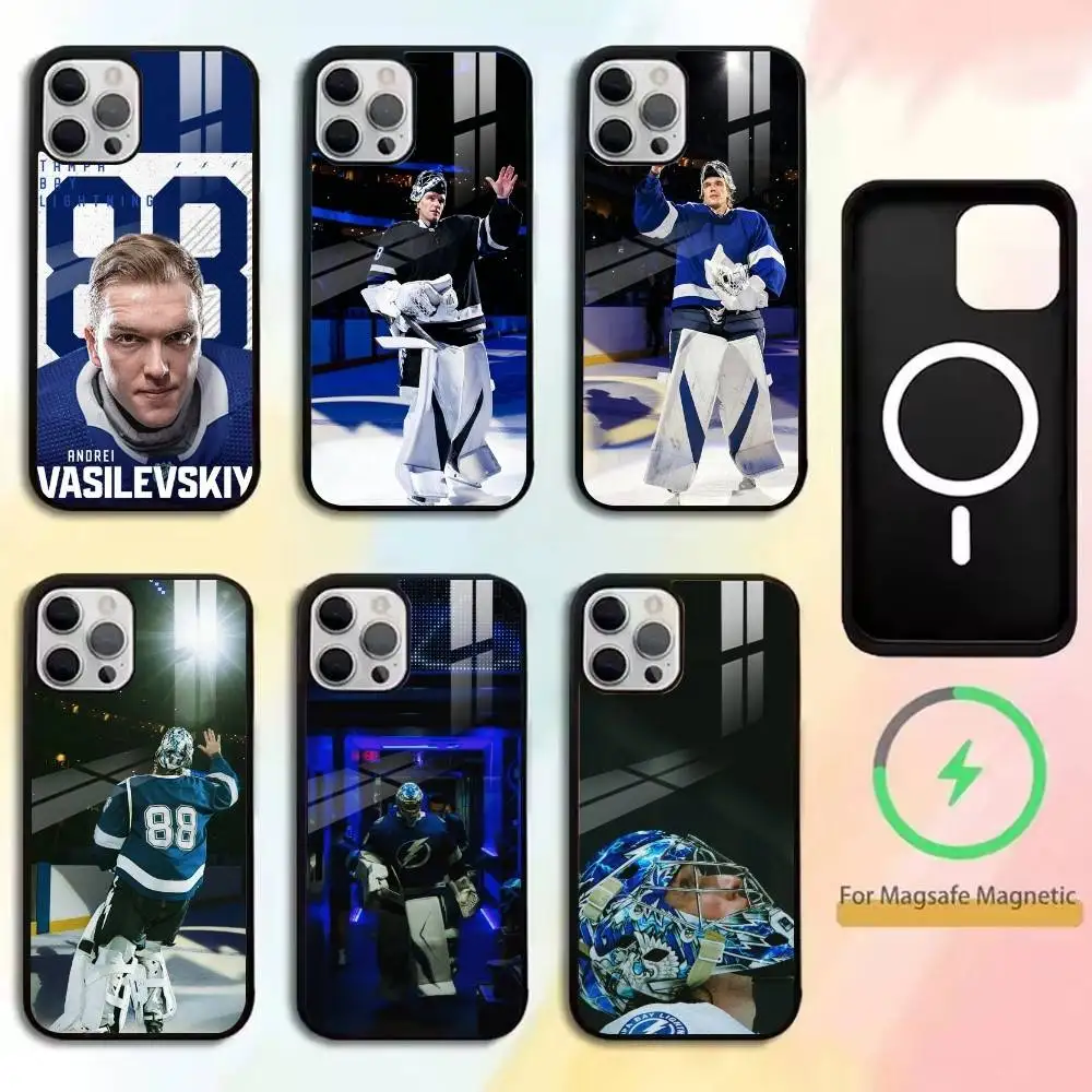 Funda para Teléfono con Diseño de Andrei Vasilevskiy, Portero de Hockey sobre Hielo, Deporte, Rusia, Compatible con iPhone 17, 16, 15, 14, 13, 12, 11 Plus, Pro, Admite Carga Magnética