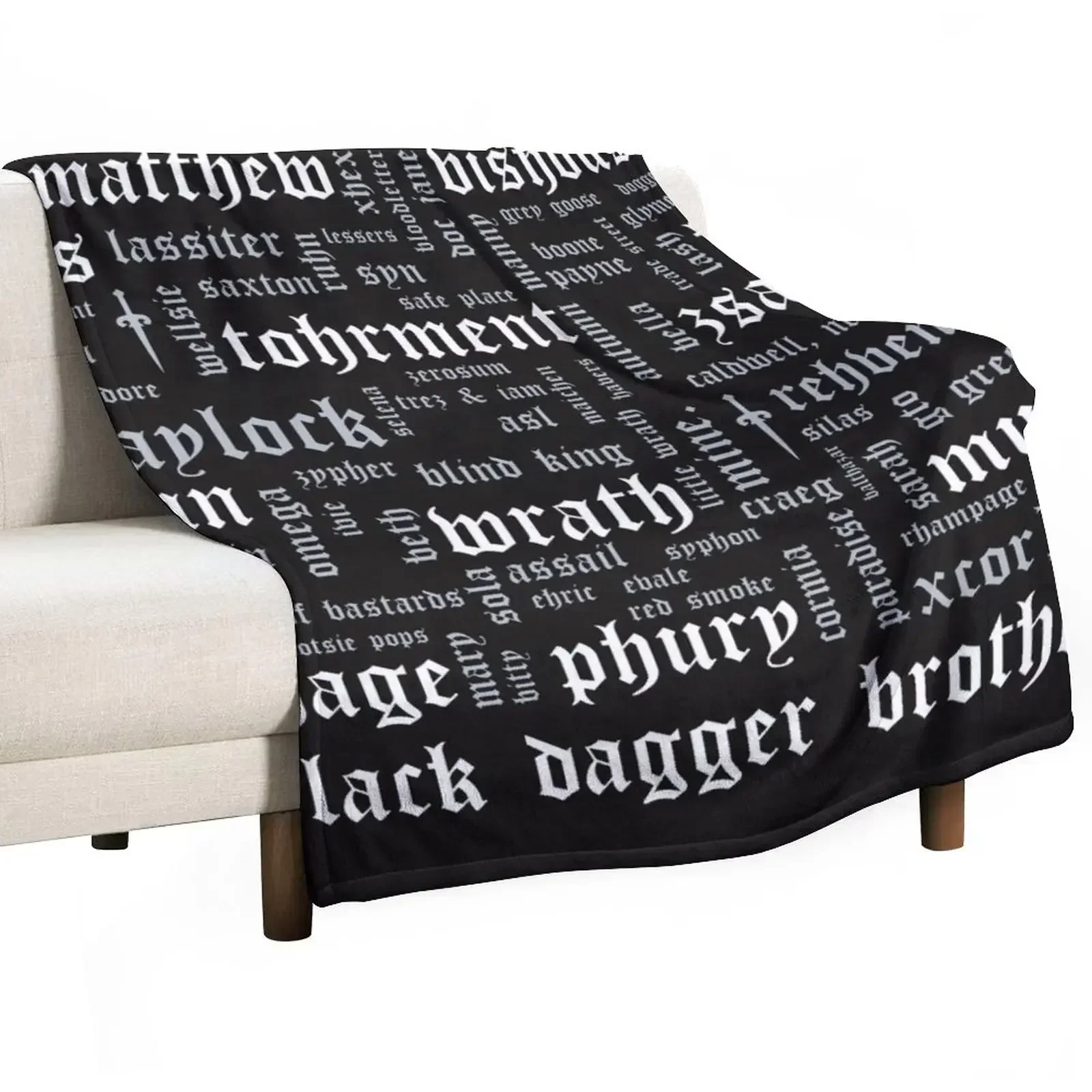 Black Dagger Brotherhood Word Cloud - Landscape Throw Blanket Furrys Luxury Throw Soft Bed Blankets