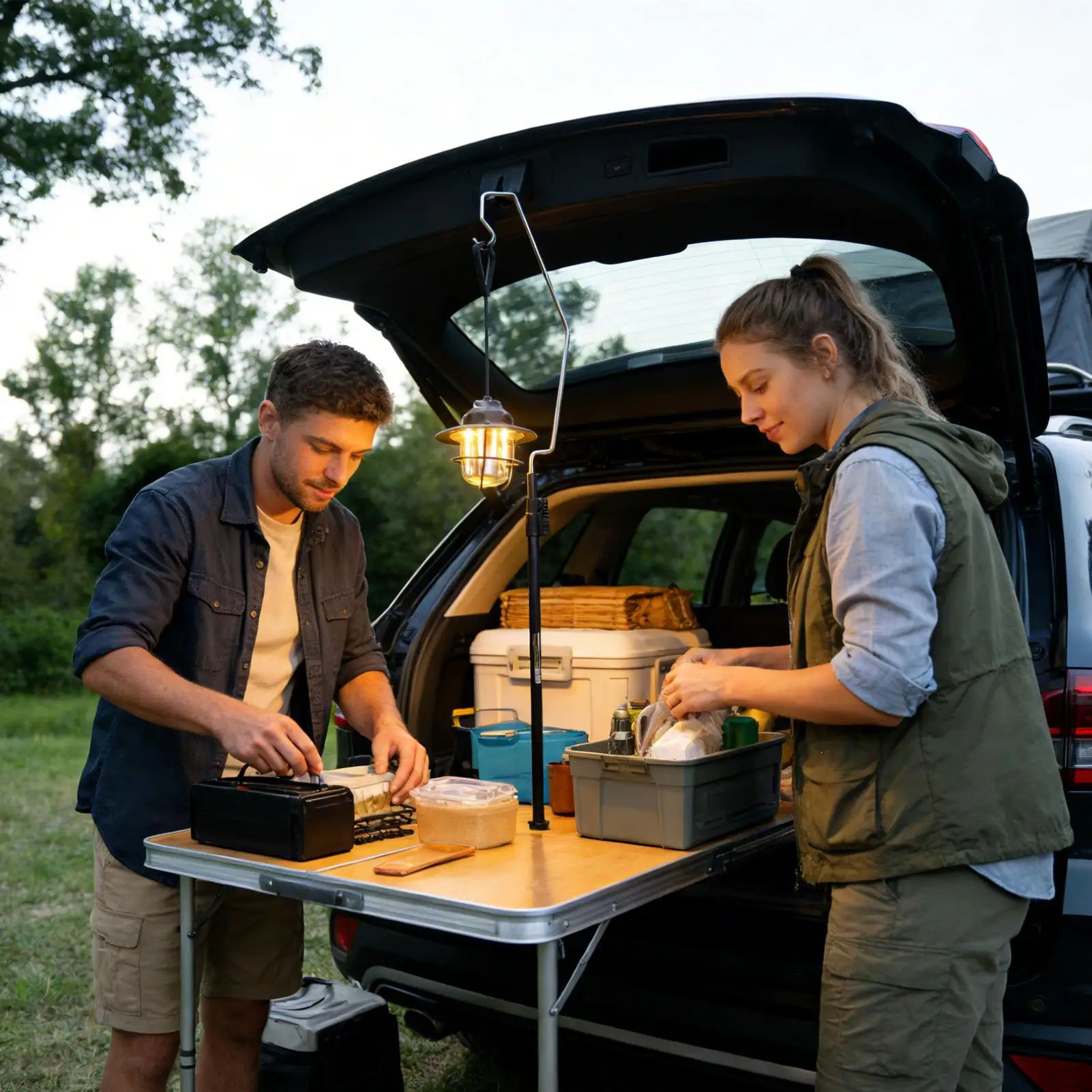 Camping Light Pole Adjustable Rotating Post Holder Foldable Lamp Hanger for Family Friends Photography Activities Night Fishing