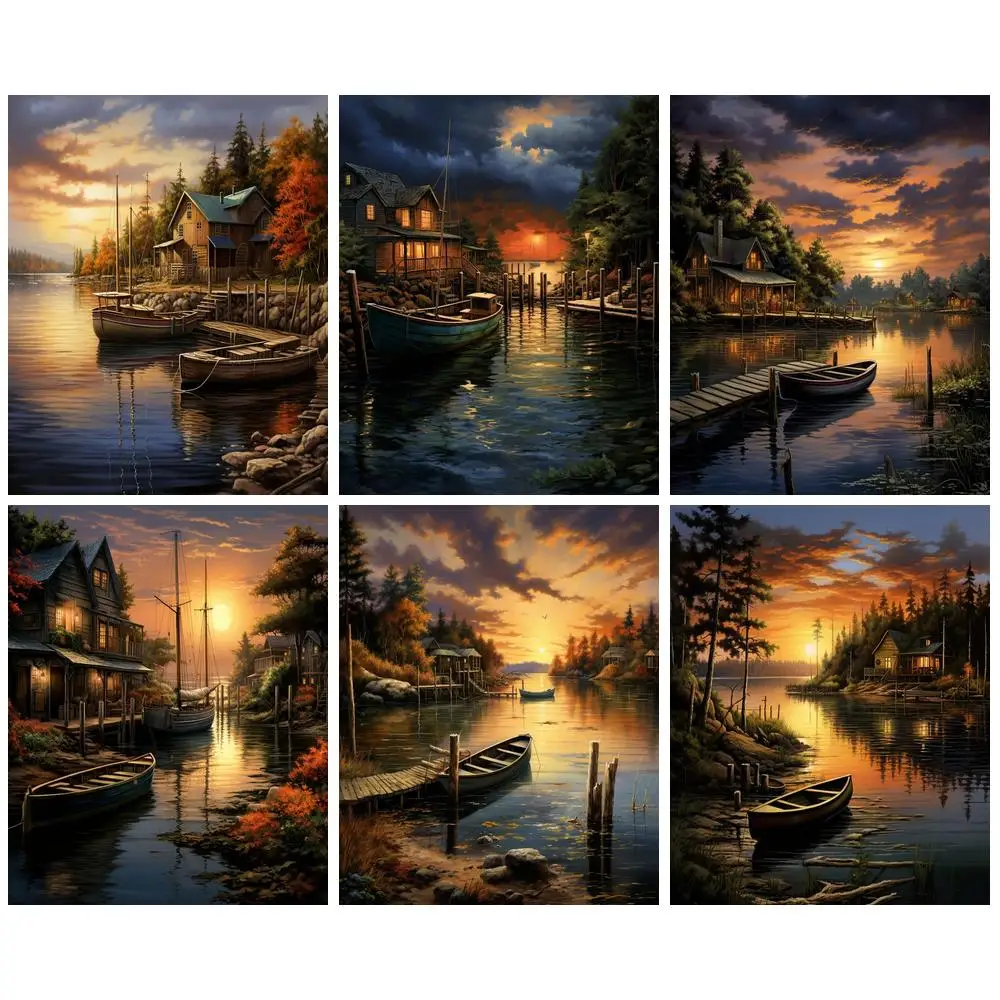 

GATYZTORY Full Square/Round Diamond Painting Mosaic Landscape 5d Diamond Embroidery Sale Village Wall Art New Arrivals