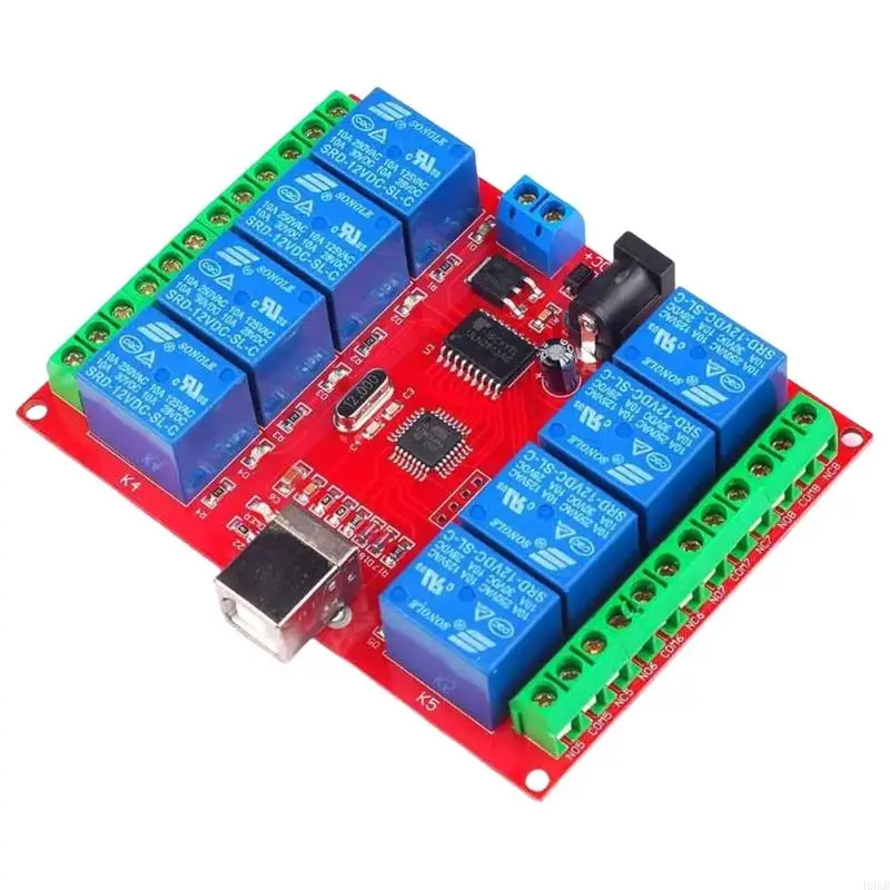 H9EB 12V 8 Channel USB Controller Switches Relays Module for Electrical Control Industrial Control Equipment Test Power Control