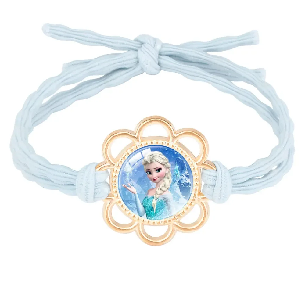 Disney Frozen Princess Elsa Leather Band Children's Cartoon Hair Tie Ornament High Stretch Hair Ornament Headpiece Headband Gift