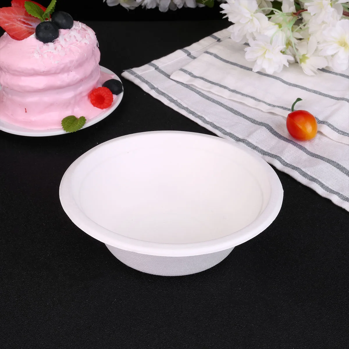 

50 Pcs Pulp Bowl Dinnerware Tableware Round Shape Food Paper Bowls Container Child