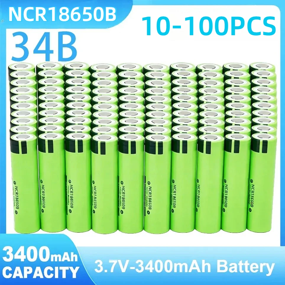 100% Original  NCR18650B 3.7V 3500mAh 34B Lithium Rechargeable Batteries for Flashlights Power Tool 18650 Batteries