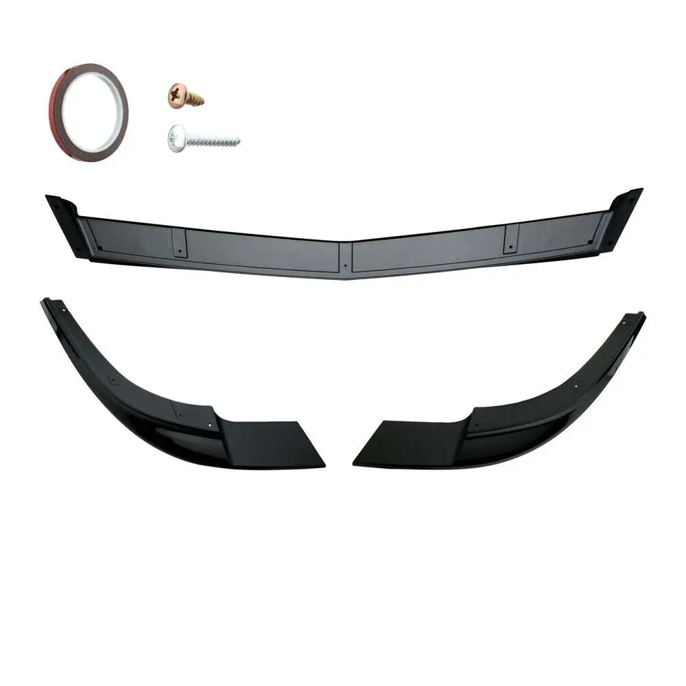 Car Front Bumper Lip For Chevy C6 Corvette 2005-2013 Z06 ZR1 Spoiler Splitter Wide Body Models Carbon Fiber Style  Glossy Black